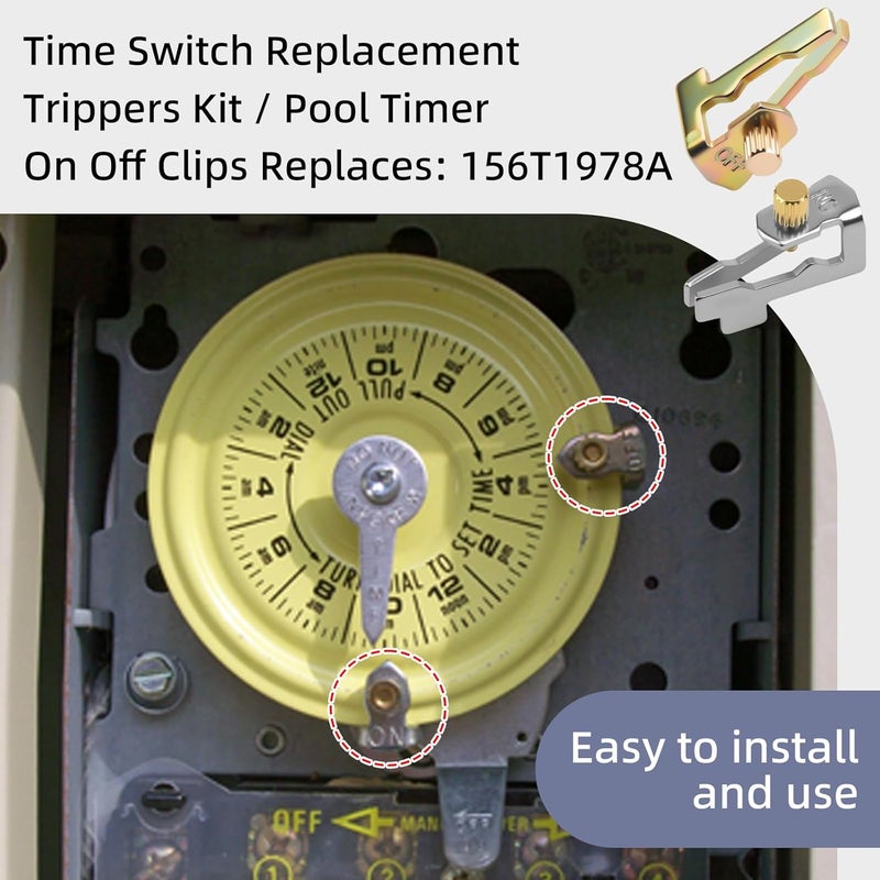 Notoke 10-Pack Pool Timer On Off Clips - Time Switch Replacement Compatible with Intermatic 156T1978A - Timers Trippers Kit for T100 Series Clock Dial Trippers Intermatic Timer Parts (5 Silver, 5 Gold) - Image 3